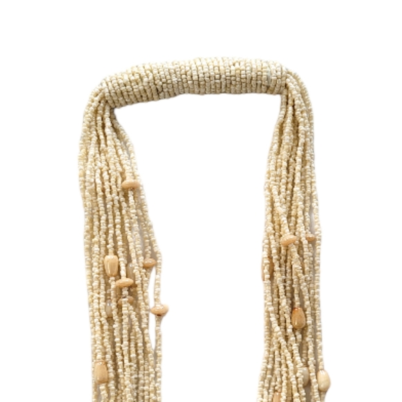 Bijoux Terner Cream Glass Seed Bead Long Ethnic Lariat Necklace - Picture 3 of 5